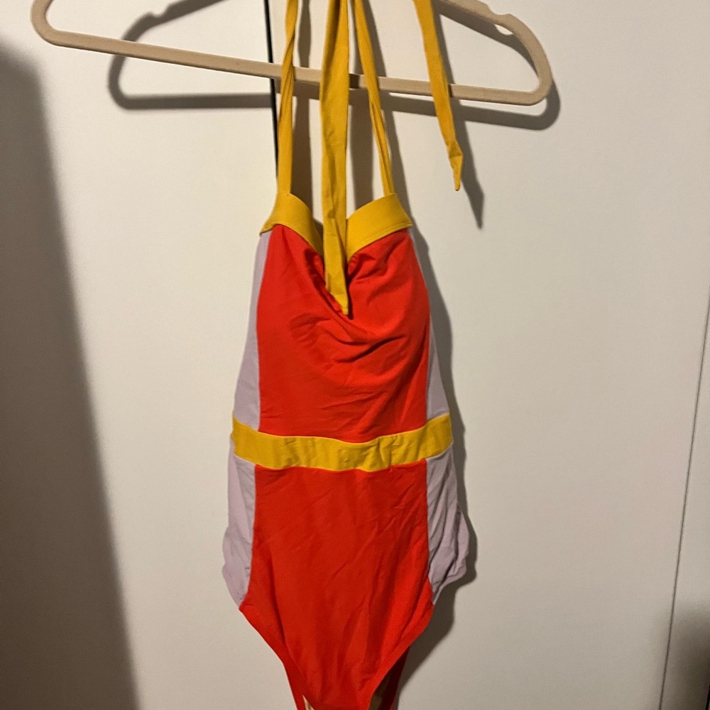 Modcloth pink and Yellow Striped Top